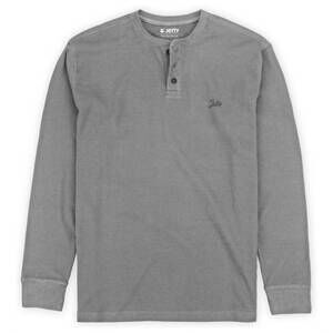 NEW JETTY men's seabed waffle knit henley sweater in grey